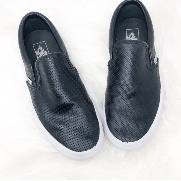 Vans Shoes - Vans Black perforated Leather Slides 9